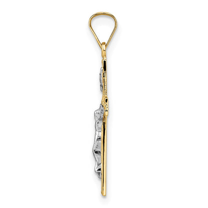 14k Two-tone 14k Two-tone Polished Solid INRI Crucifix Pendant