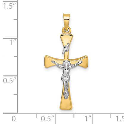 14k Two-tone 14k Two-tone Polished Hollow INRI Crucifix Cross Pendant