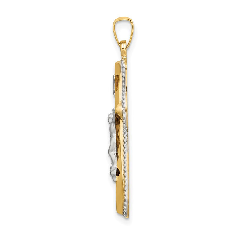 14k Two-tone 14k Two-tone and White Rhodium Hollow INRI Crucifix Pendant