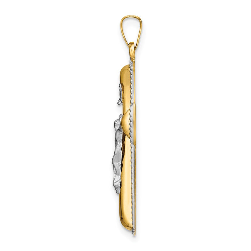 14k Two-tone 14k Two-tone and White Rhodium Hollow INRI Crucifix Pendant