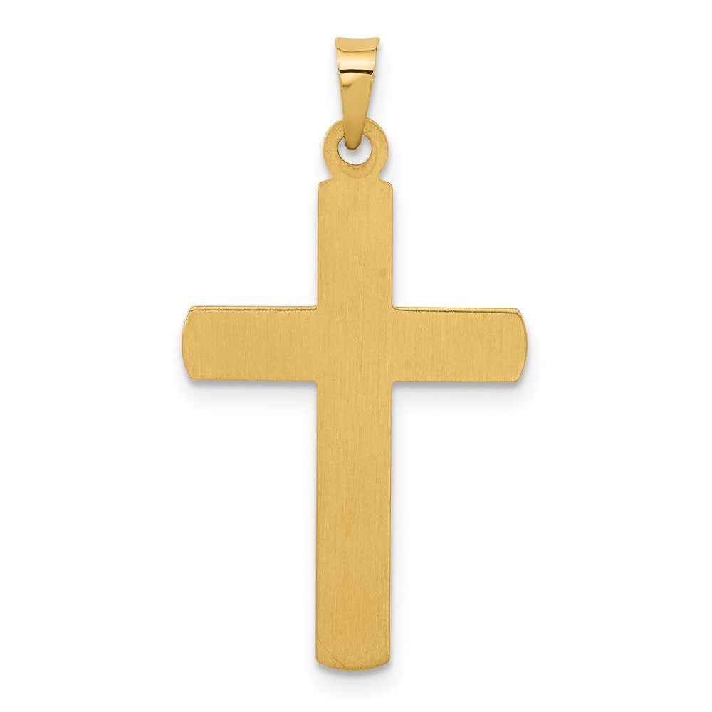 14K Yellow Gold Polished and Textured Hollow Latin Cross Pendant