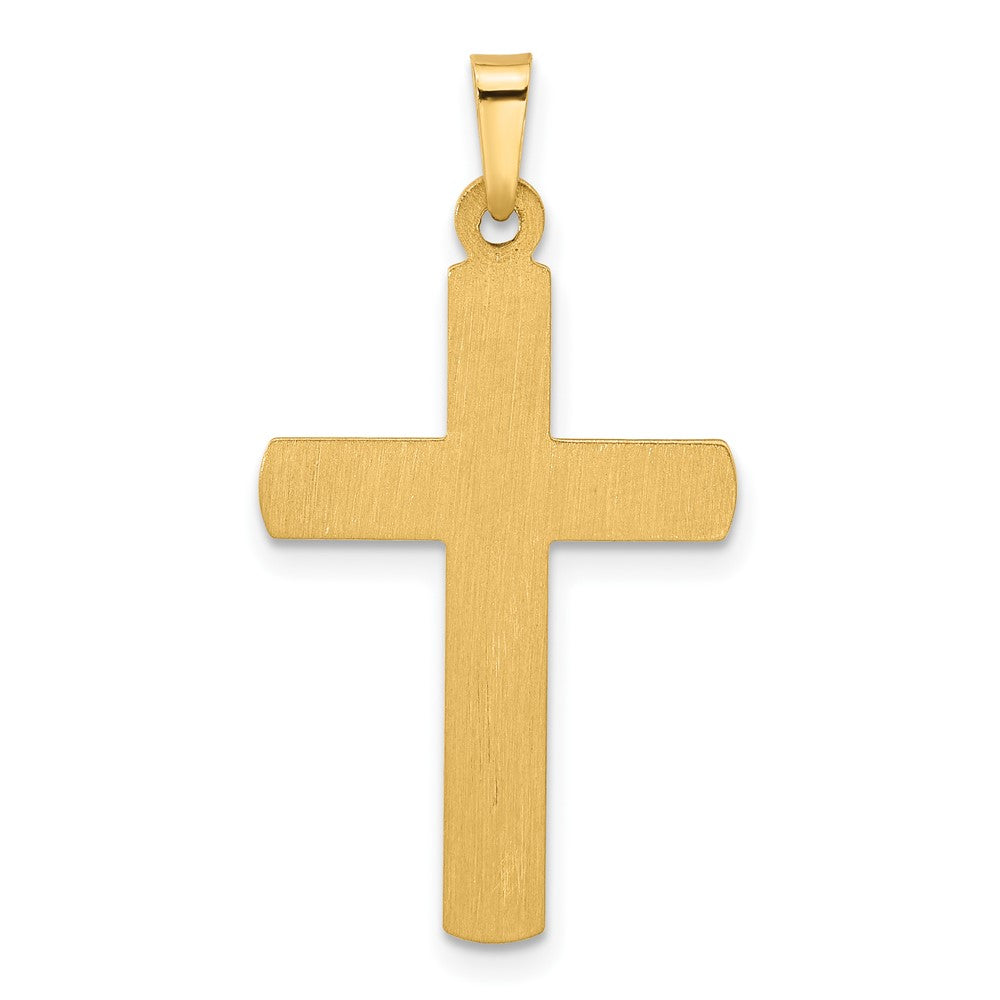 14K Two-Tone Textured and Polished Hollow Latin Cross Pendant