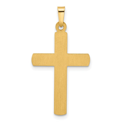 14K Two-Tone Textured and Polished Hollow Latin Cross Pendant