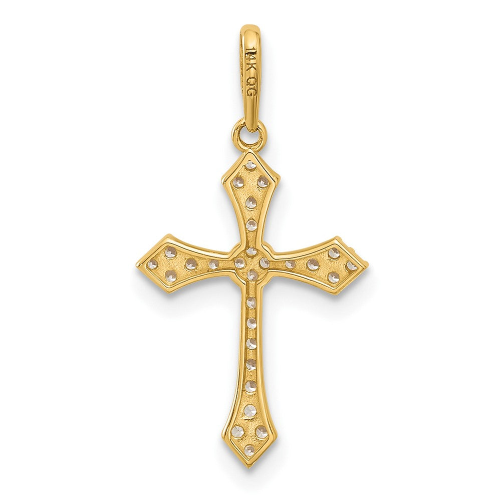 14K Yellow Gold Polished CZ Passion Cross Pendant