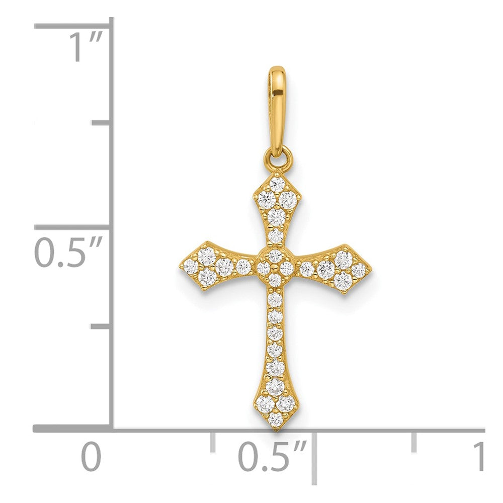14K Yellow Gold Polished CZ Passion Cross Pendant
