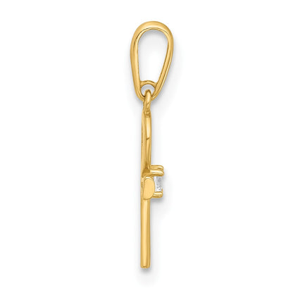 14K Yellow Gold Polished CZ Ankh Cross Pendant