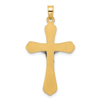 14k-two-tone-grooved-hollow-inri-crucifix-pendent-xr2092