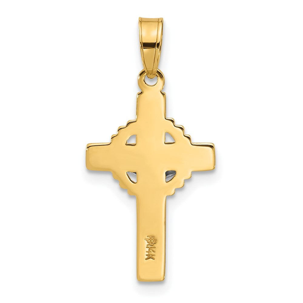 14K Two-Tone Hollow Inri Crucifix Pendent