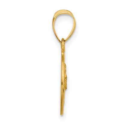 14K Yellow Gold Polished and Satin Solid Face of Jesus Medal
