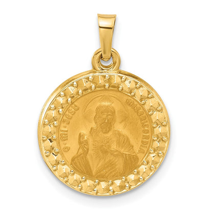 14K Yellow Gold Hollow Sacred Heart of Jesus Medal