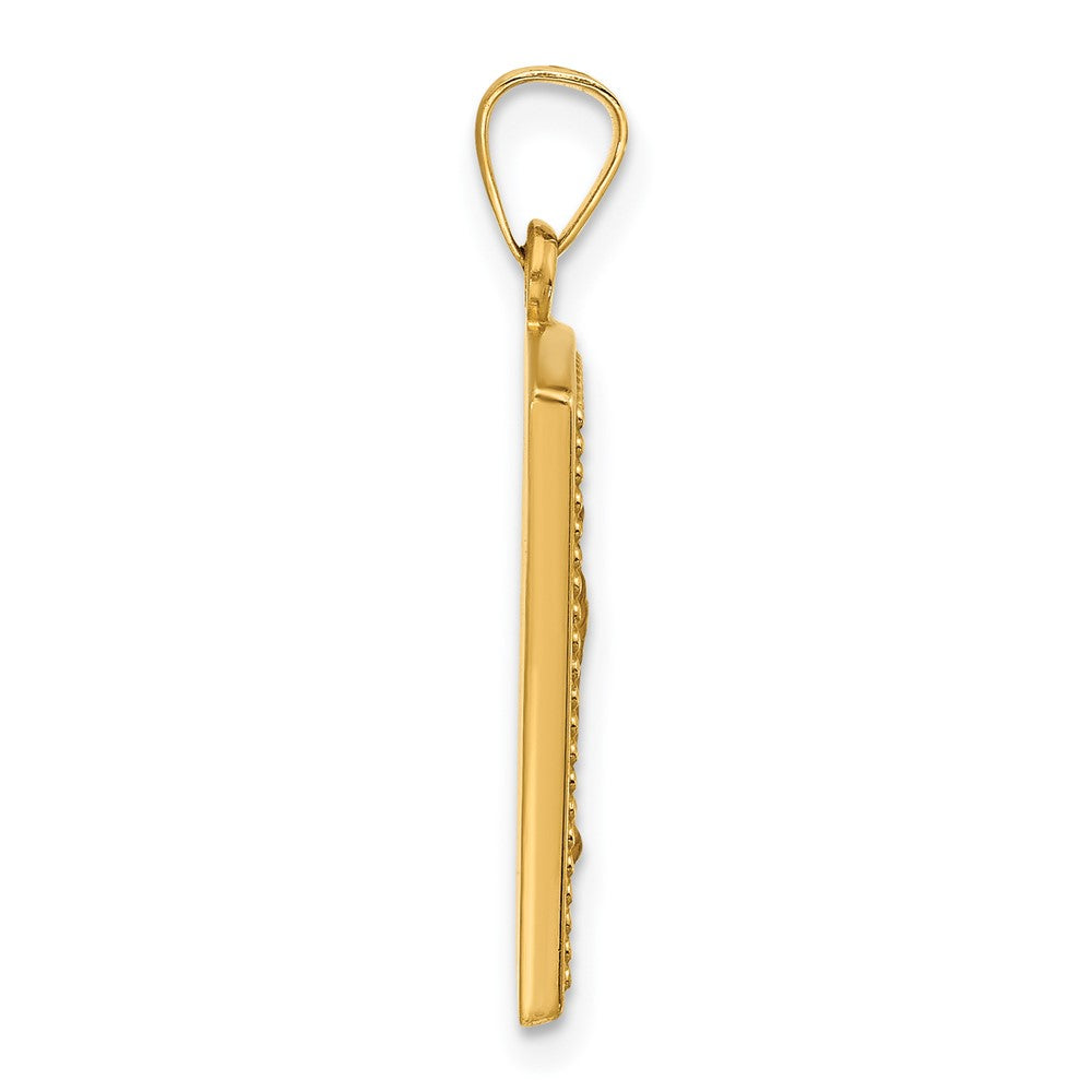 14K Yellow Gold Rectangular Hollow Our Lady of Guadalupe Medal