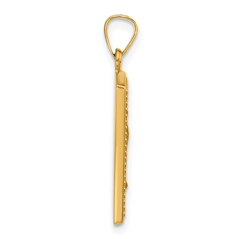 14K Yellow Gold Rectangular Hollow Our Lady of Guadalupe Medal