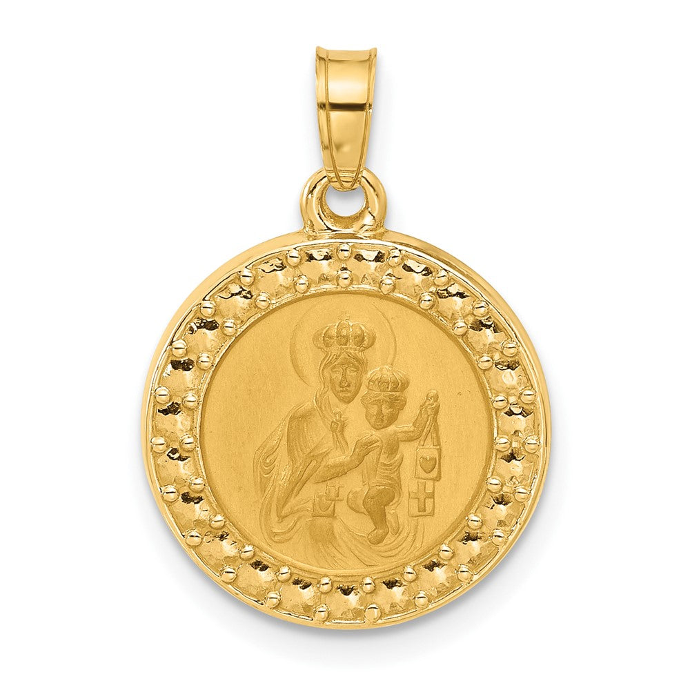 14K Yellow Gold Hollow Our Lady of Mt Carmel Medal