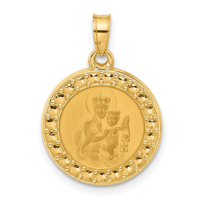 14K Yellow Gold Hollow Our Lady of Mt Carmel Medal