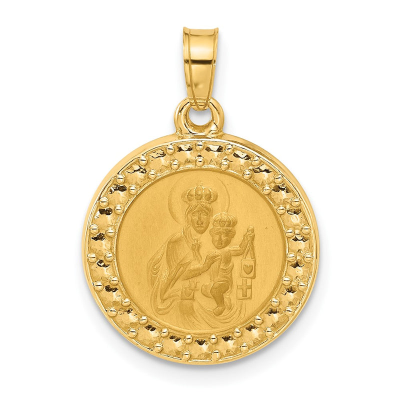 14K Yellow Gold Hollow Our Lady of Mt Carmel Medal