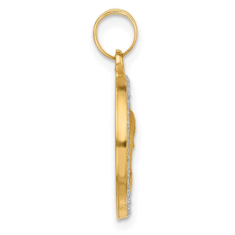 14K Yellow & Rhodium and Rhodium Hollow Lady of Sorrows Pendant
