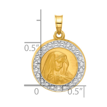 14K Yellow & Rhodium and Rhodium Hollow Lady of Sorrows Pendant
