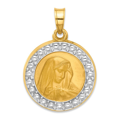14K Yellow & Rhodium and Rhodium Hollow Lady of Sorrows Pendant