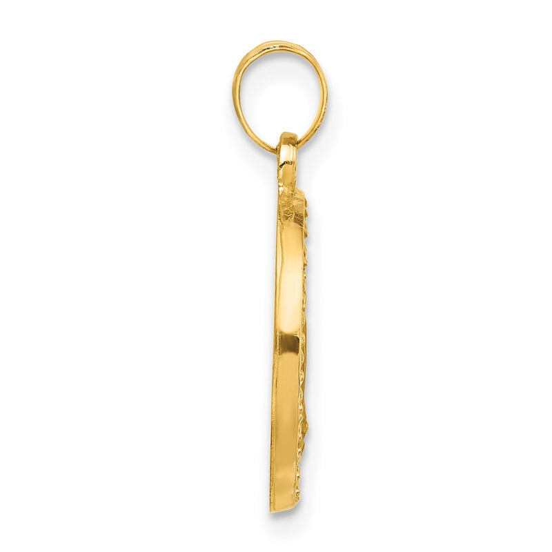14K Yellow Gold Hollow Miraculous Mary Plain Back Medal