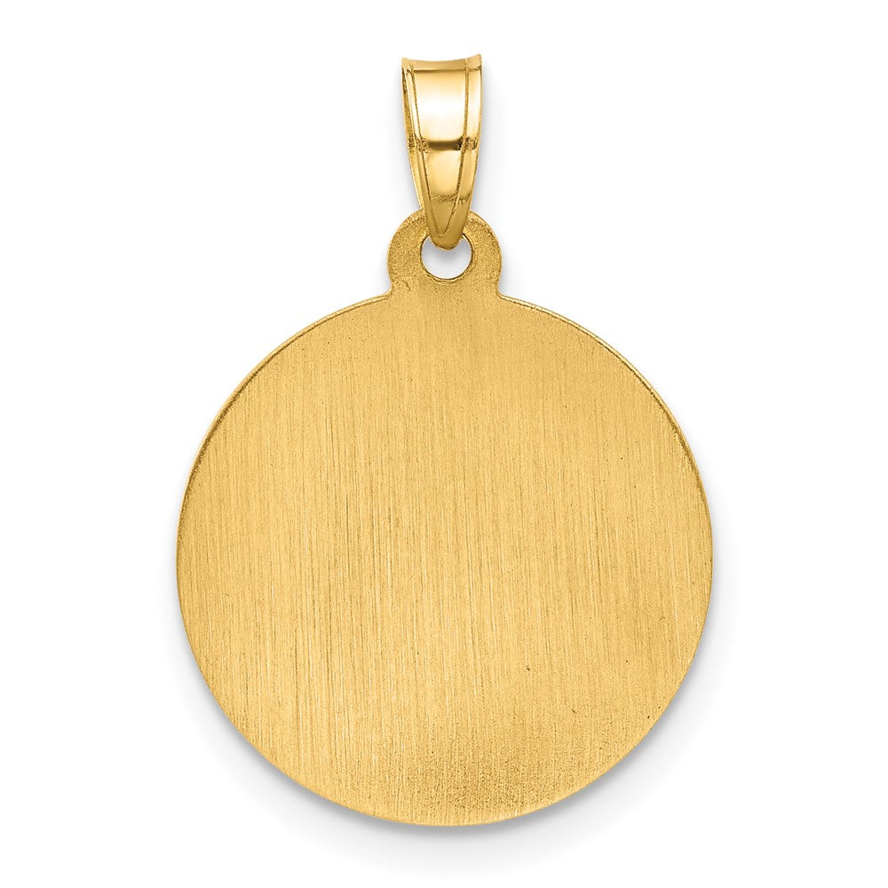 14K Yellow Gold Hollow Miraculous Mary Plain Back Medal