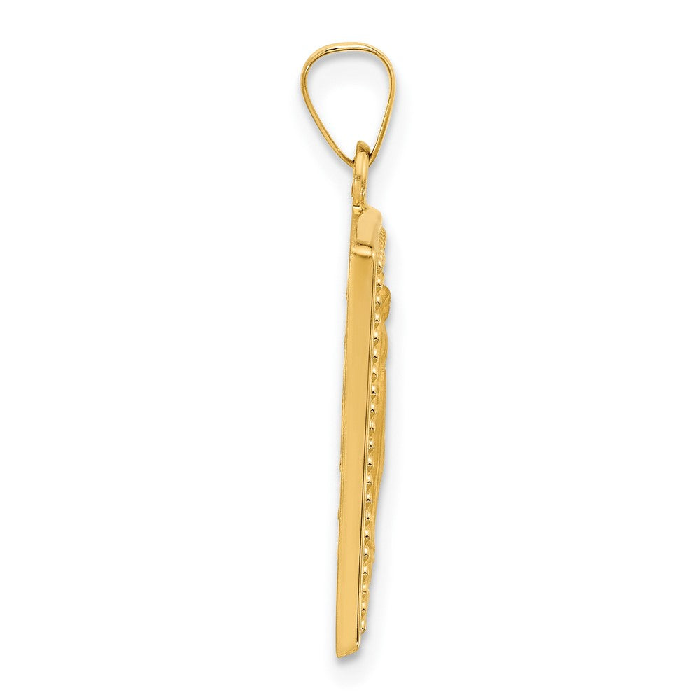 14K Yellow Gold Rectangular Hollow Miraculous Medal