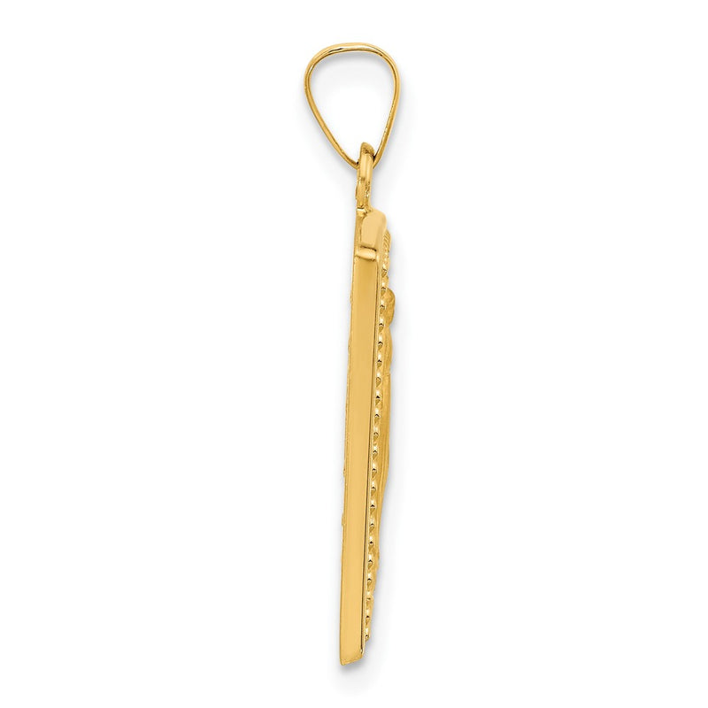 14K Yellow Gold Rectangular Hollow Miraculous Medal