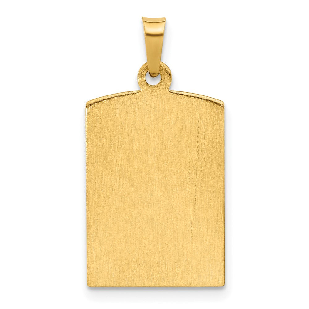 14K Yellow Gold Rectangular Hollow Miraculous Medal