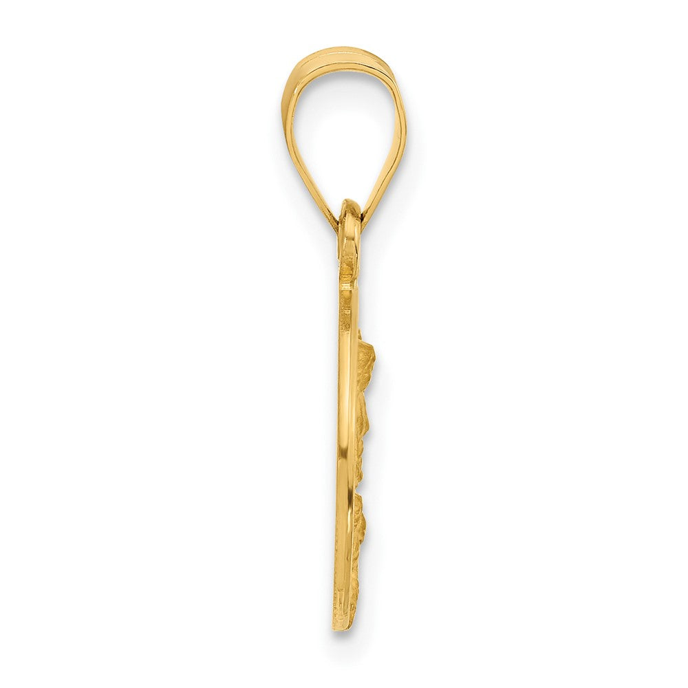 14K Yellow Gold Polished and Satin Solid Our Guardian Angel Medal