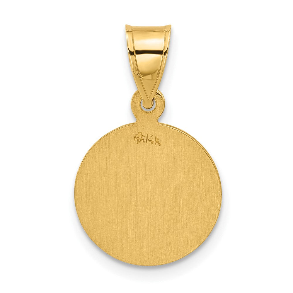 14K Yellow Gold Polished and Satin Solid Our Guardian Angel Medal