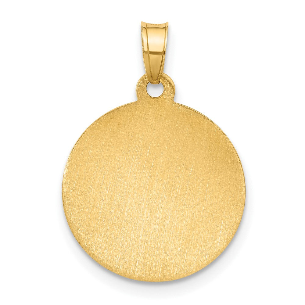14K Yellow Gold Hollow Our Guardian Angel Medal