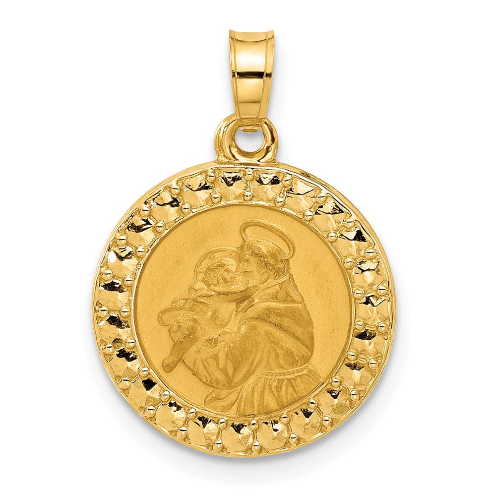 14K Yellow Gold Polished Hollow St Anthony Medal