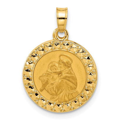 14K Yellow Gold Polished Hollow St Anthony Medal