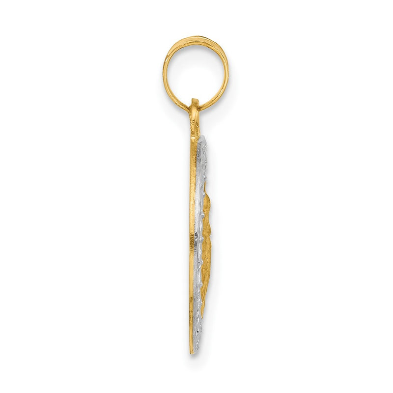 14K Yellow & Rhodium with White Rhodium Hollow St. Anthony Medal