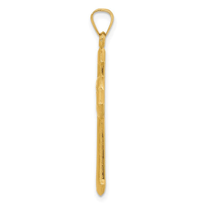 14K Two-Tone Textured Hollow Budded St Benedict Cross Pendent