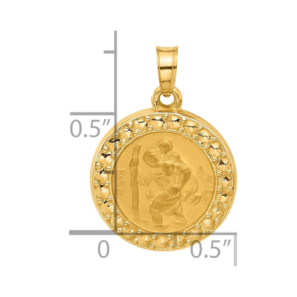 14K Yellow Gold Hollow St. Christopher Medal