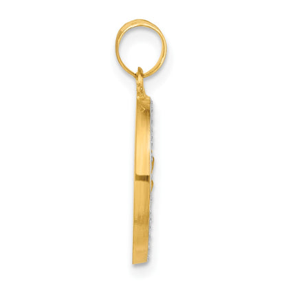 14K Yellow & Rhodium with White Rhodium Hollow St. Christopher Medal