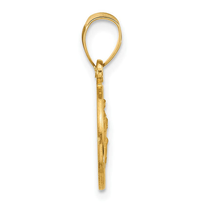 14K Yellow Gold Polished and Satin St. Christopher Medal