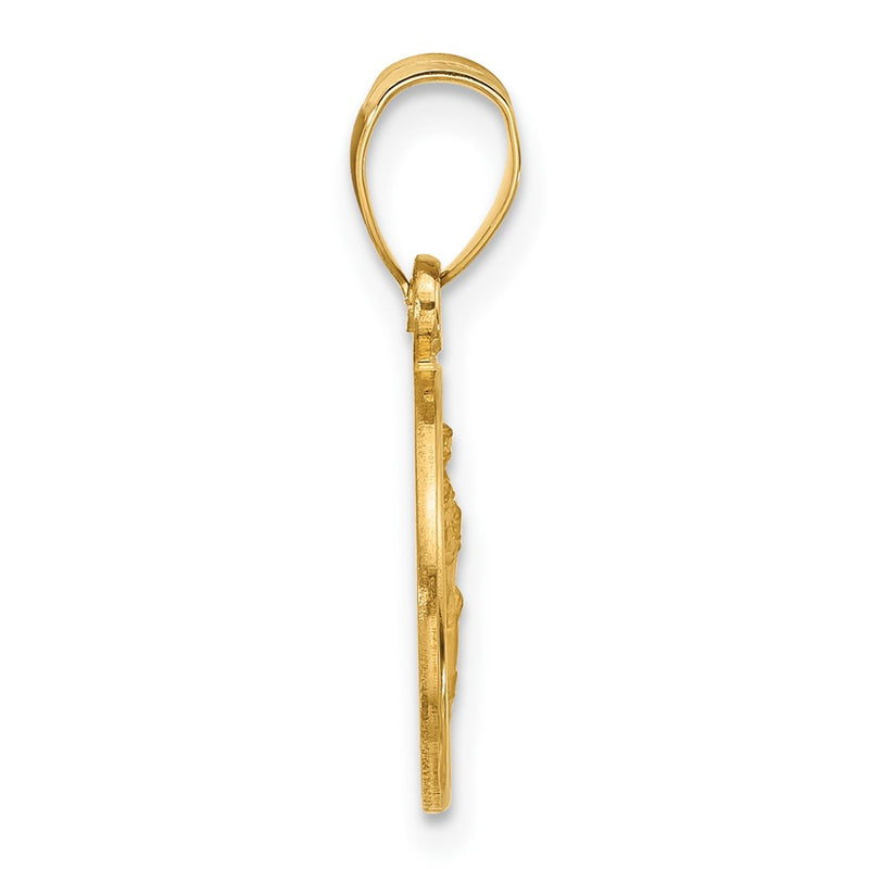 14K Yellow Gold Polished and Satin St. Christopher Medal