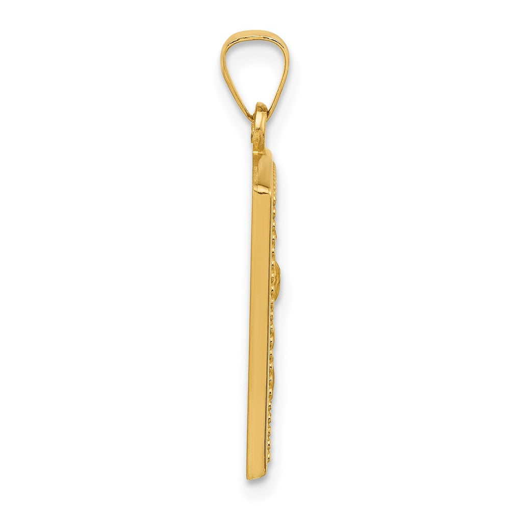 14K Yellow Gold Rectangular Hollow St. Christopher Medal