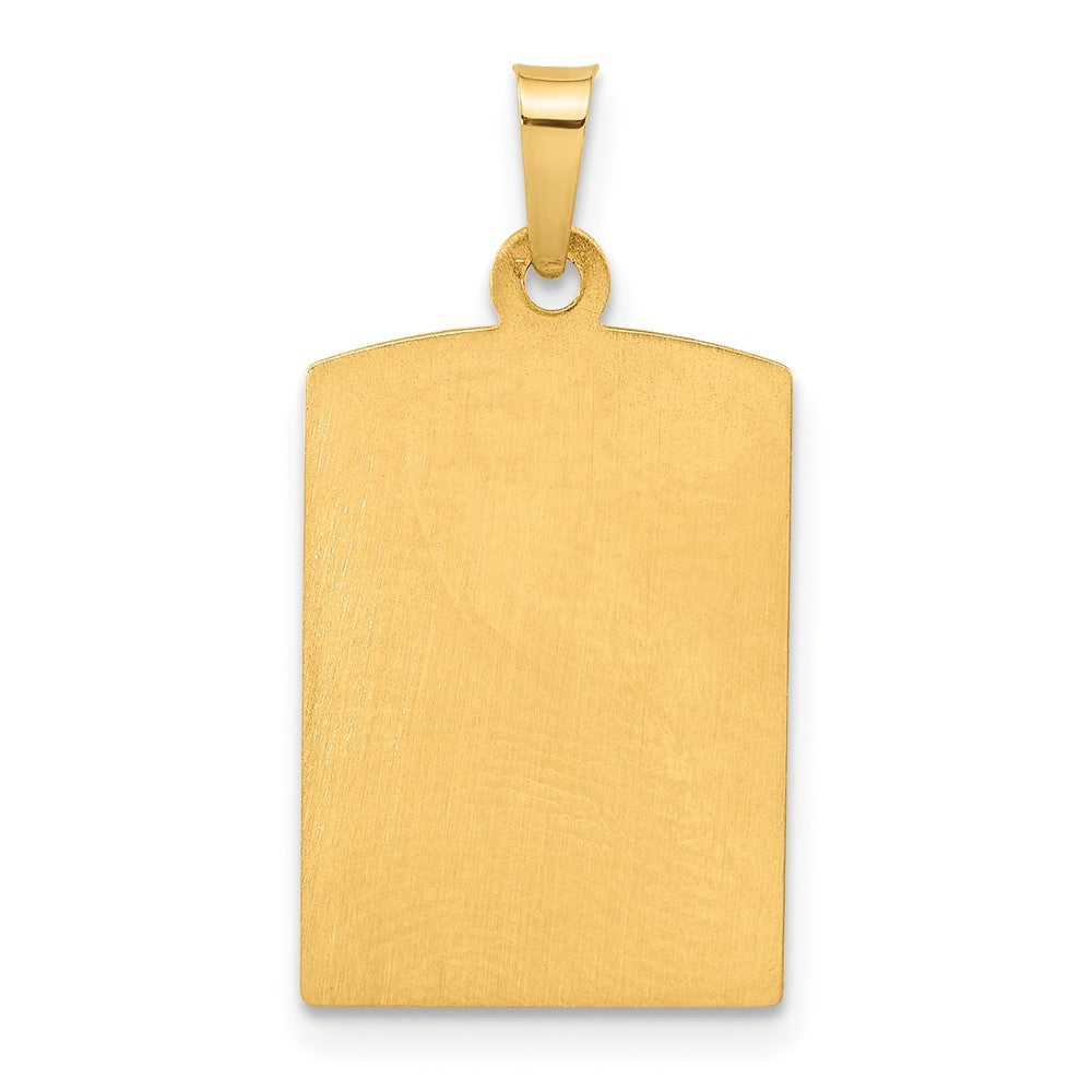 14K Yellow Gold Rectangular Hollow St. Christopher Medal