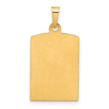 14K Yellow Gold Rectangular Hollow St. Christopher Medal
