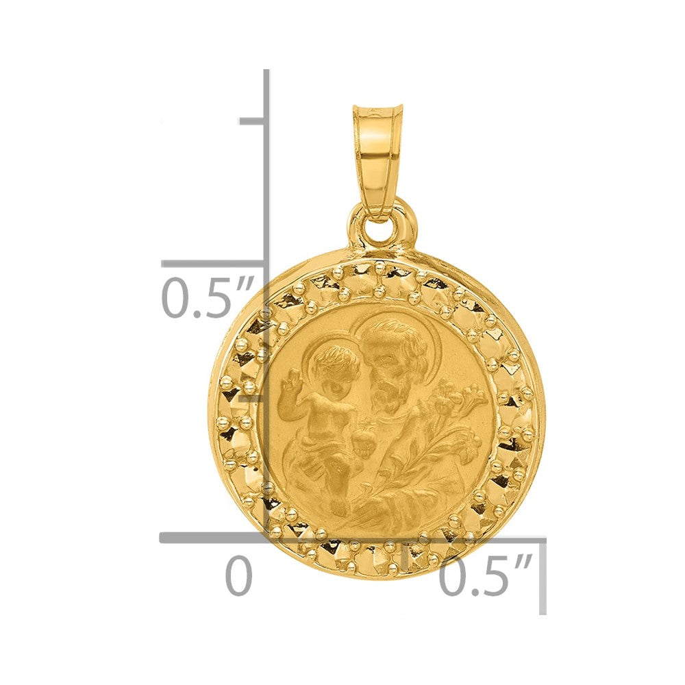 14K Yellow Gold Hollow St. Joseph Medal