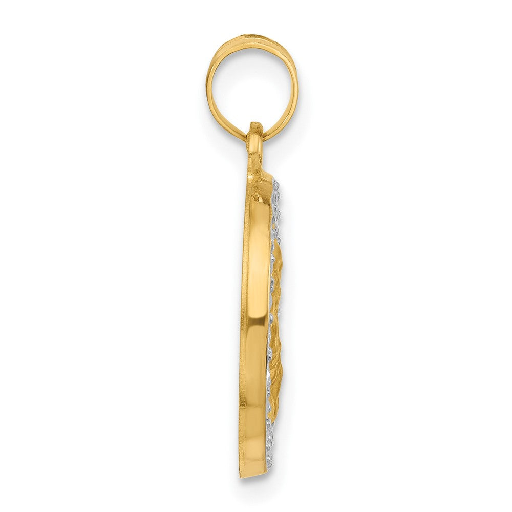 14K Yellow & Rhodium with White Rhodium Hollow St. Joseph Medal