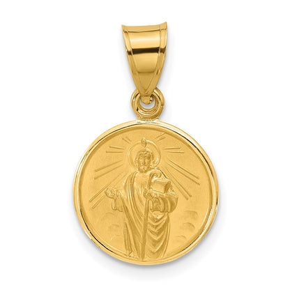 14K Yellow Gold Polished and Satin Solid St Jude Thaddeus Medal