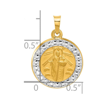 14K Yellow & Rhodium with White Rhodium Hollow St. Jude Thaddeus Medal