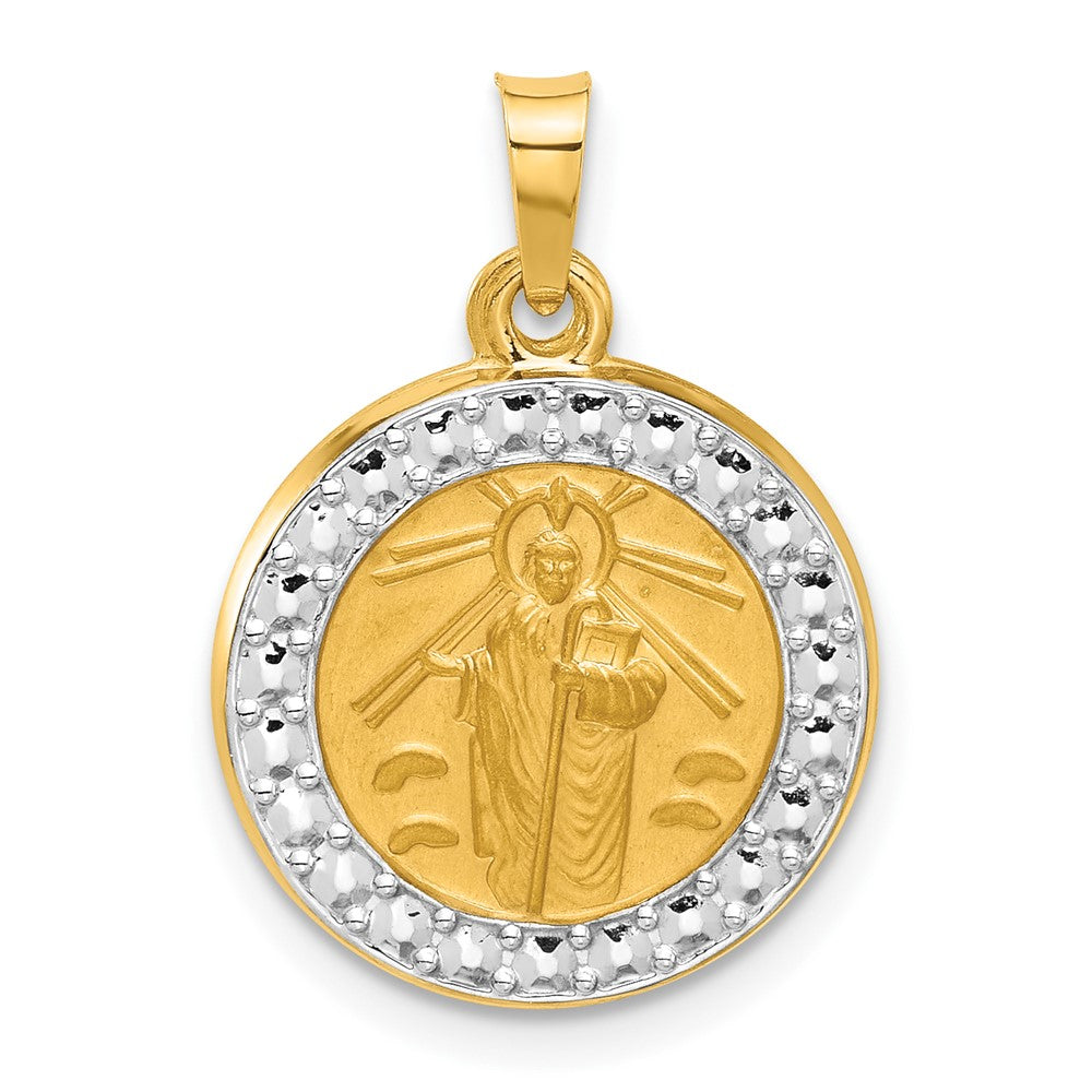 14K Yellow & Rhodium with White Rhodium Hollow St. Jude Thaddeus Medal