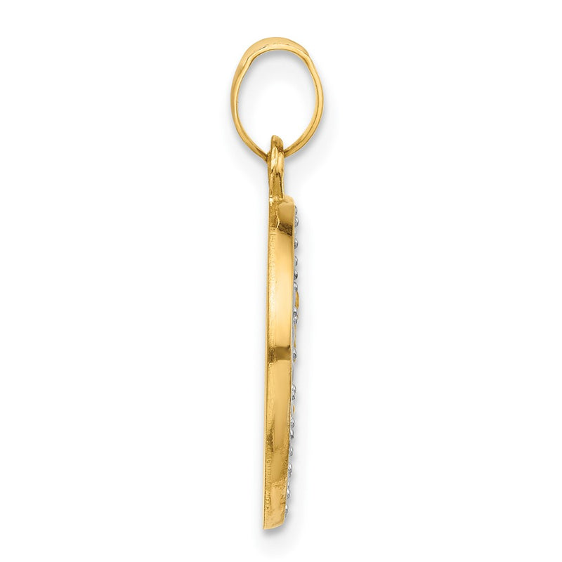 14K Yellow & Rhodium with White Rhodium Hollow St. Michael Medal