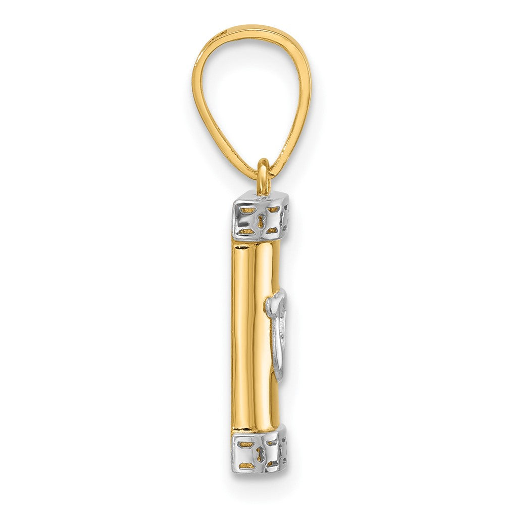 14K Yellow & Rhodium with White Rhodium Polished Mezuzah Pendant