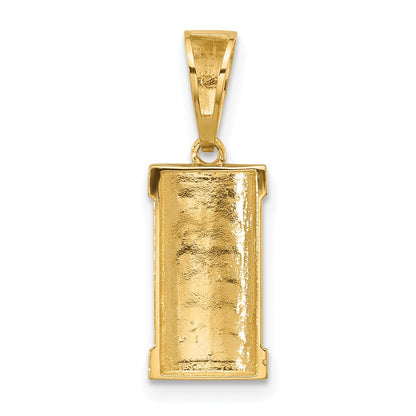 14K Yellow & Rhodium with White Rhodium Polished Mezuzah Pendant