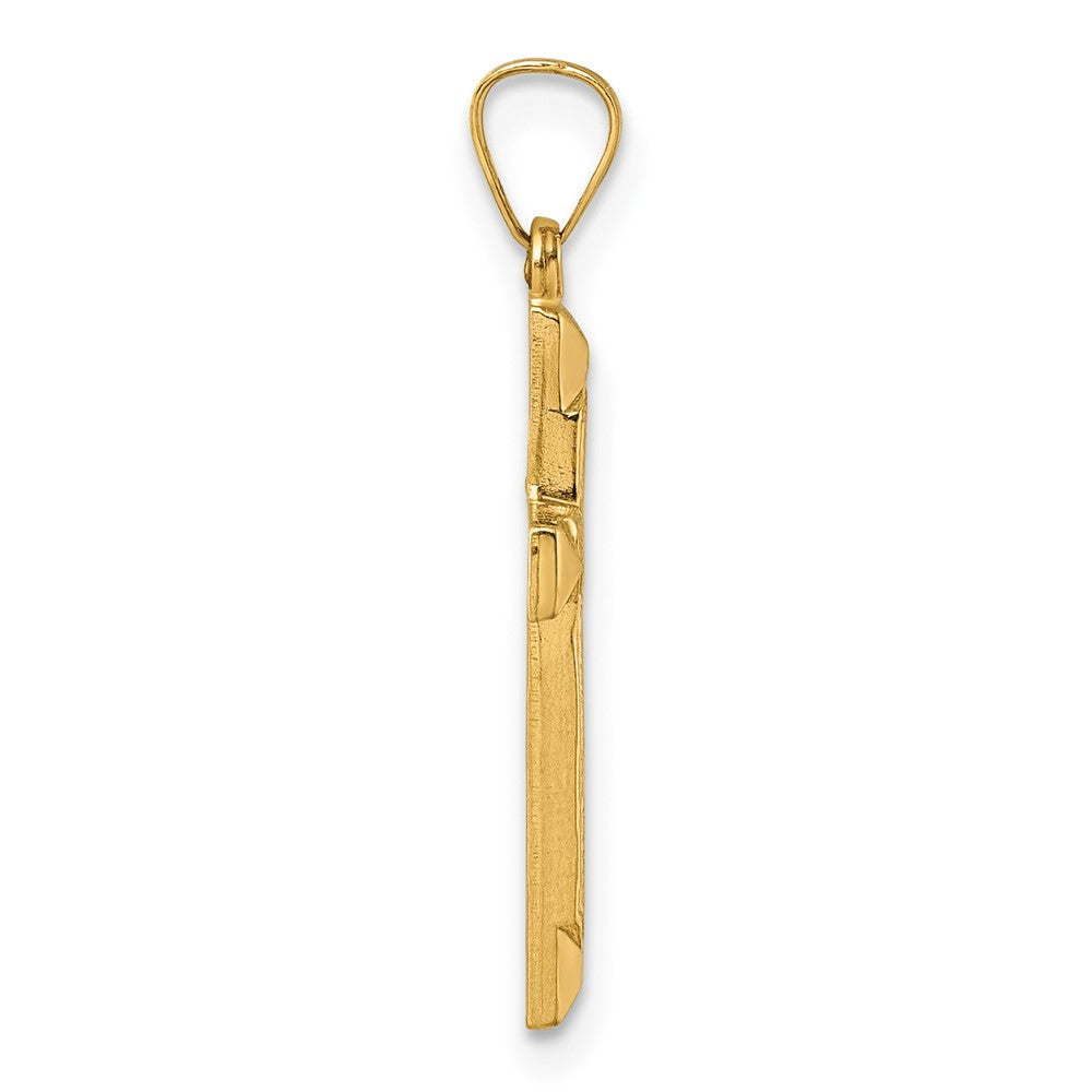 14K Yellow Gold Polished and Textured Cross Pendant